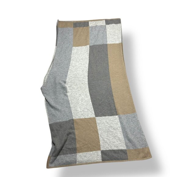 J. McLaughlin Color Block Wrap Poncho Shawl Gray Tan Angora Wool Blend Sz OS - Picture 6 of 7